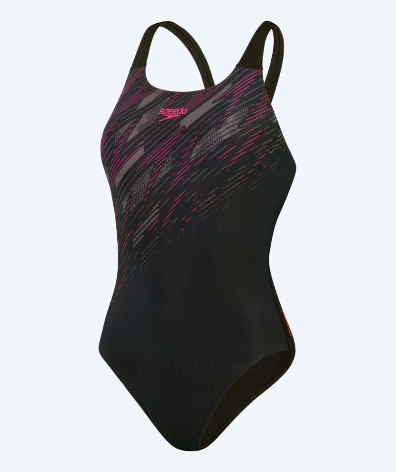 Speedo Badeanzug für Damen - Placement Muscleback - Schwarz/Hellrosa