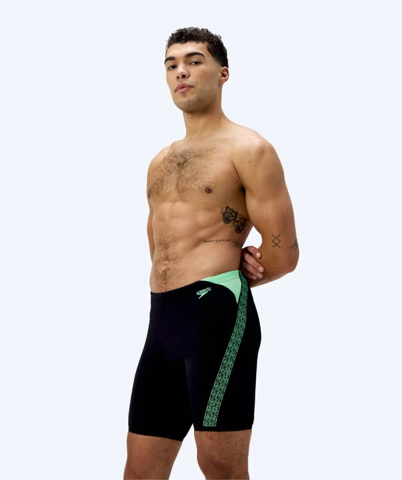 Speedo lange Badehose für Herren - Hyperboom Splice - Schwarz/Grün