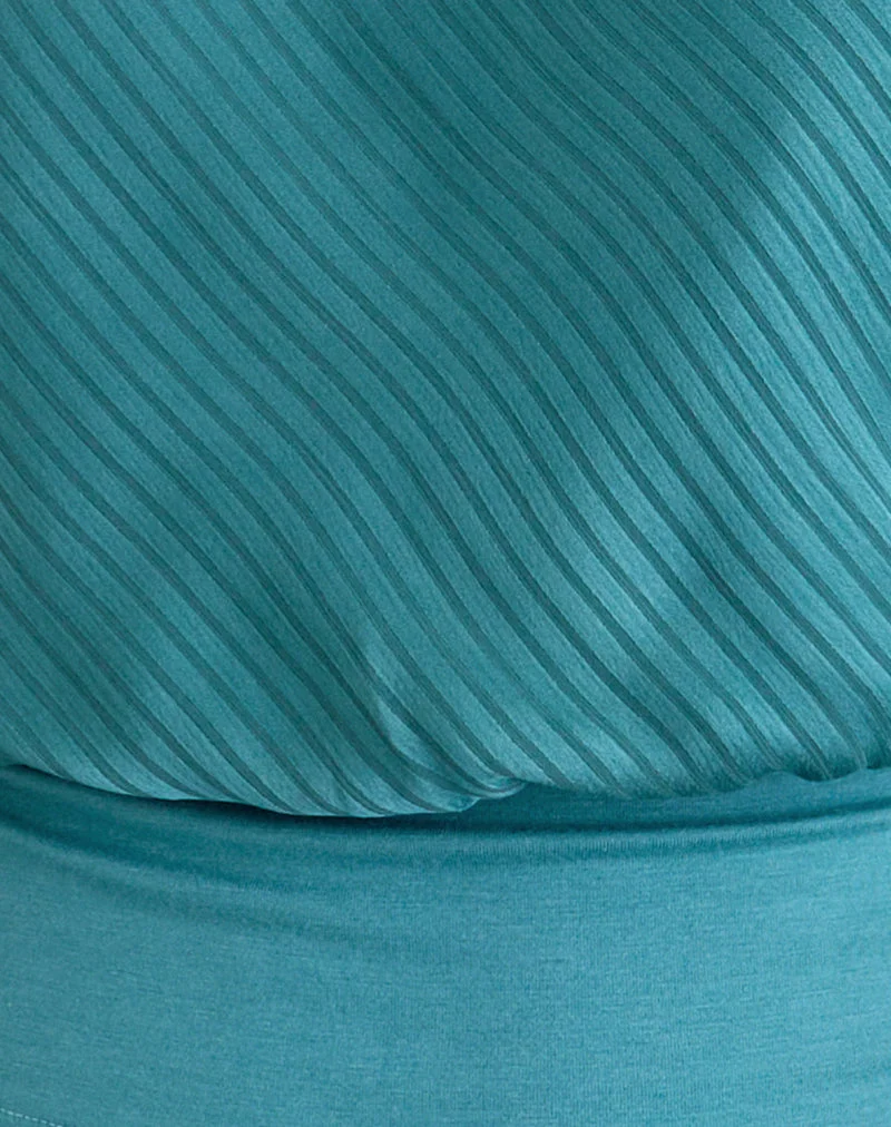 Rania Rückenfreies Top aus gestreiftem Satin Teal