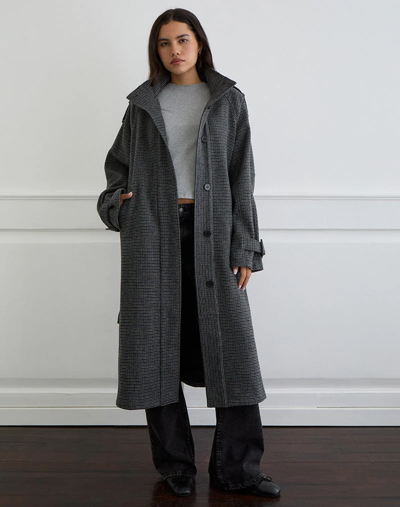 Ravari Trenchcoat mit Gürtel aus kariertem Holzkohlenstoff