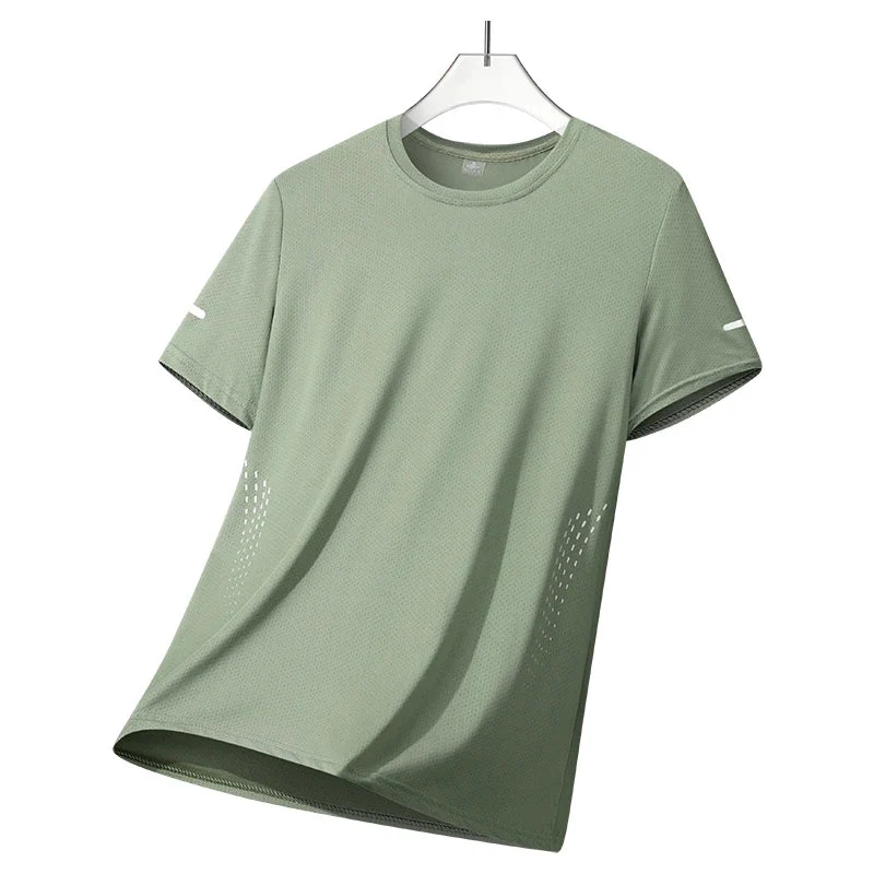 CHRLCK Herren Schnelltrocknendes Laufshirt - Atmungsaktives Outdoor-Sportshirt zum Wandern und Angeln - Weiches, elastisches Sommershirt