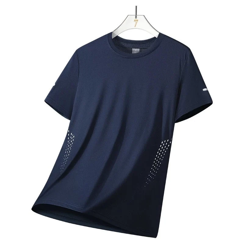 CHRLCK Herren Schnelltrocknendes Laufshirt - Atmungsaktives Outdoor-Sportshirt zum Wandern und Angeln - Weiches, elastisches Sommershirt