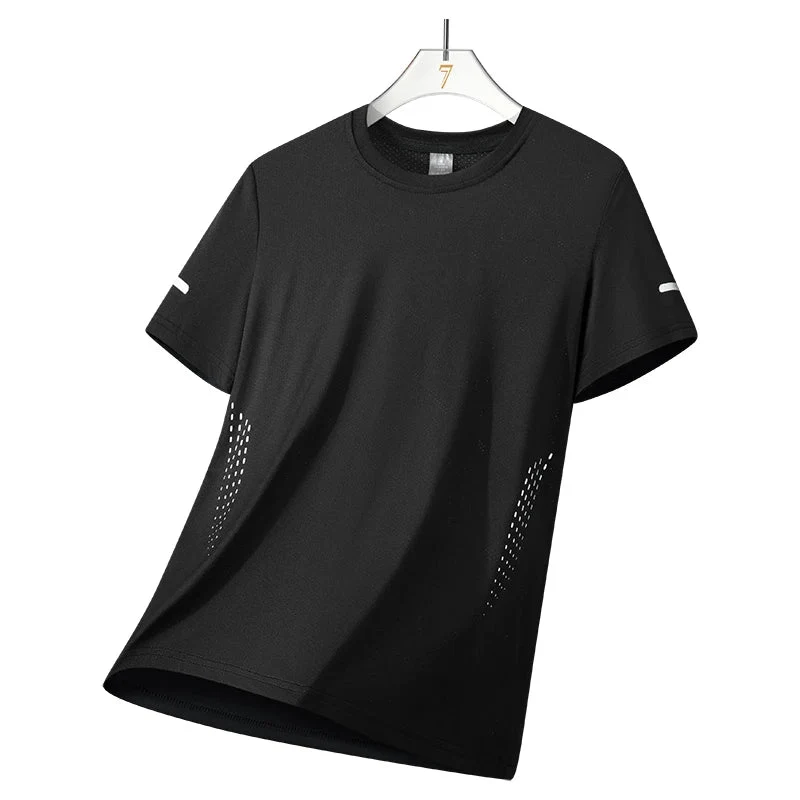 CHRLCK Herren Schnelltrocknendes Laufshirt - Atmungsaktives Outdoor-Sportshirt zum Wandern und Angeln - Weiches, elastisches Sommershirt
