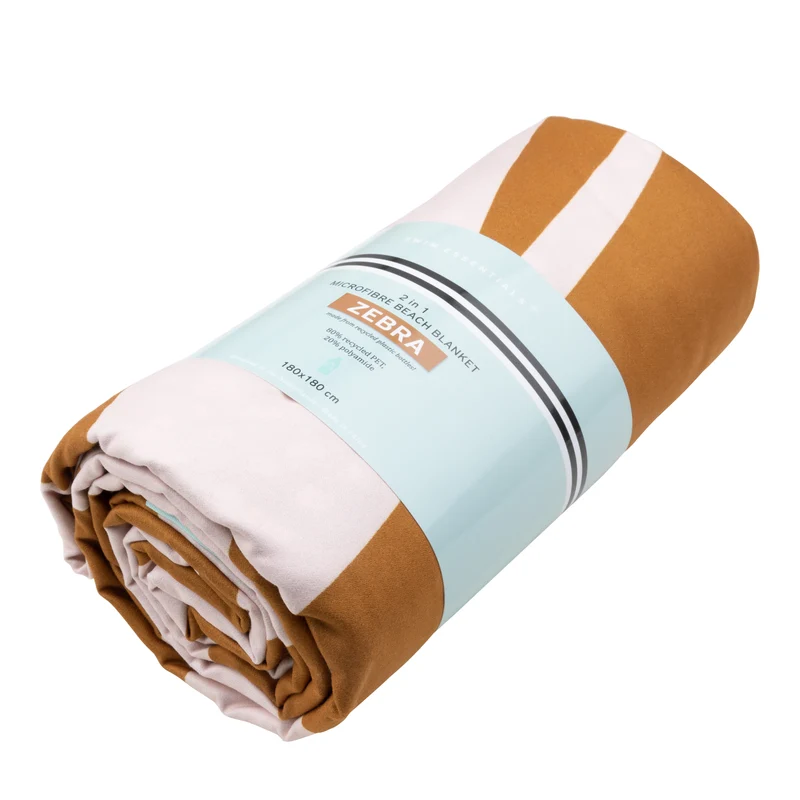 Beach Towel Microfiber - Orange/White - Vibrant Stripes - 180 x 180 cm