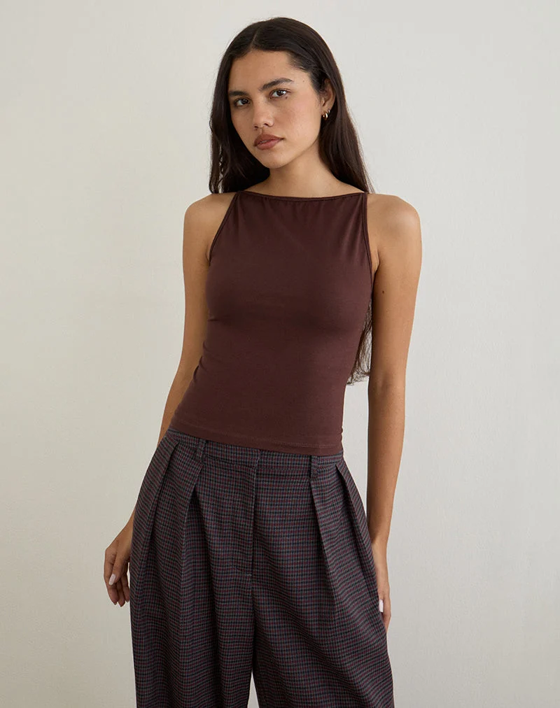 Dudley Vest Top aus Jersey Bitter Chocolate