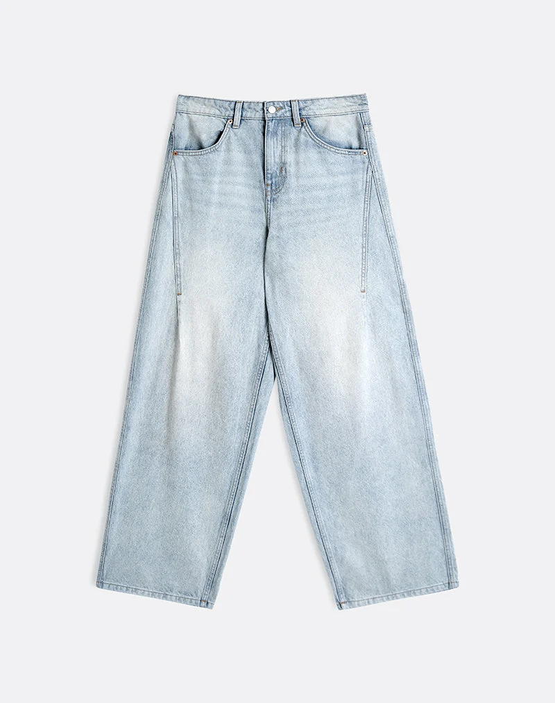 Niedrig geschnittene, geräumige Jeans in Breeze Blue Wash