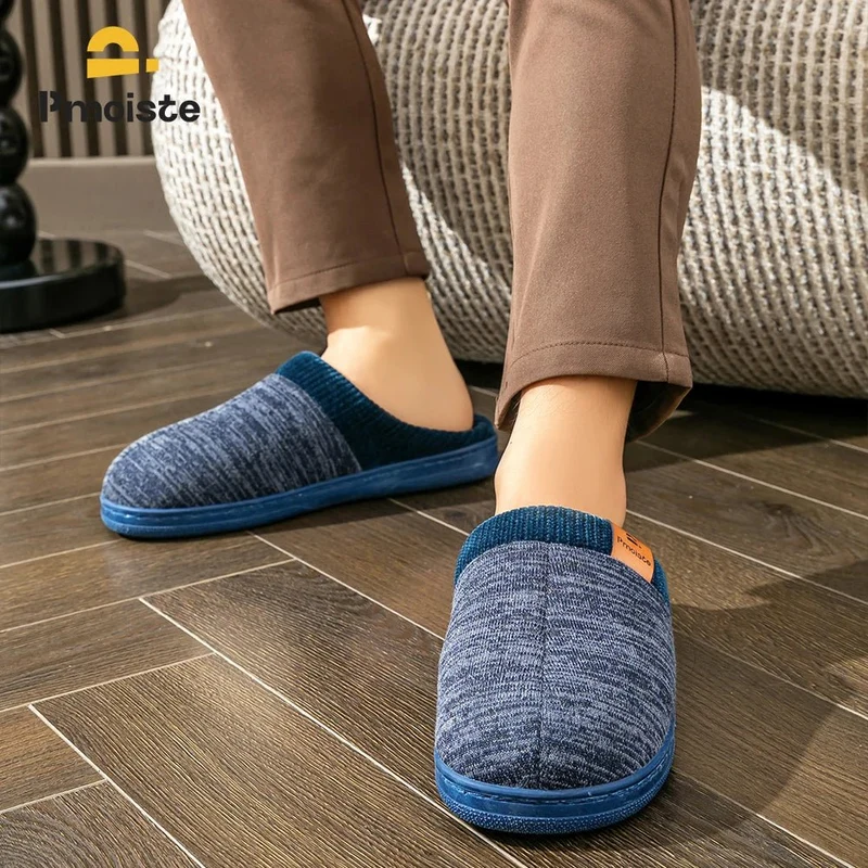 Pmoiste Luxus-Hausschuhe mit Memory-Schaum für Herren – Warme, weiche TPR-Polsterung, rutschfeste Designer-Winterpantoffeln