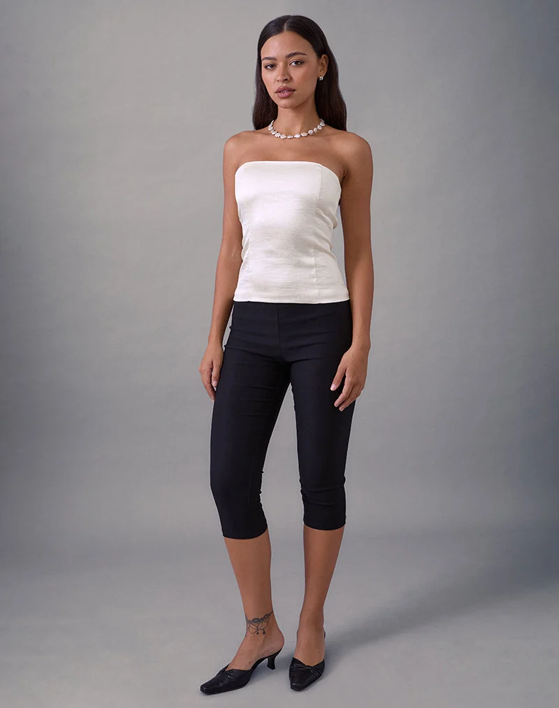 Ayaka Korsett-Top mit Spitze aus Satin Jacquard Elfenbein