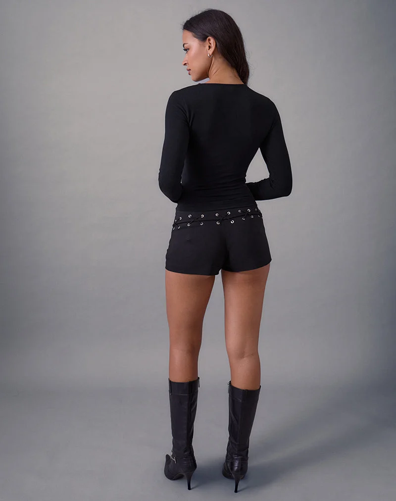 Linaya Lace Up Hot Pant in Tailoring Schwarz