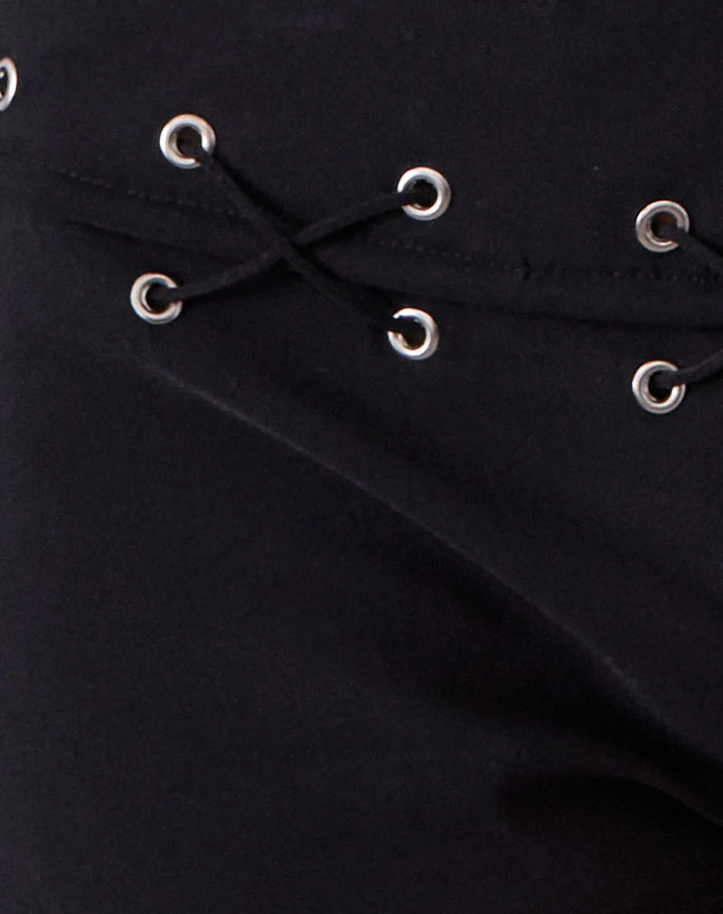 Linaya Lace Up Hot Pant in Tailoring Schwarz