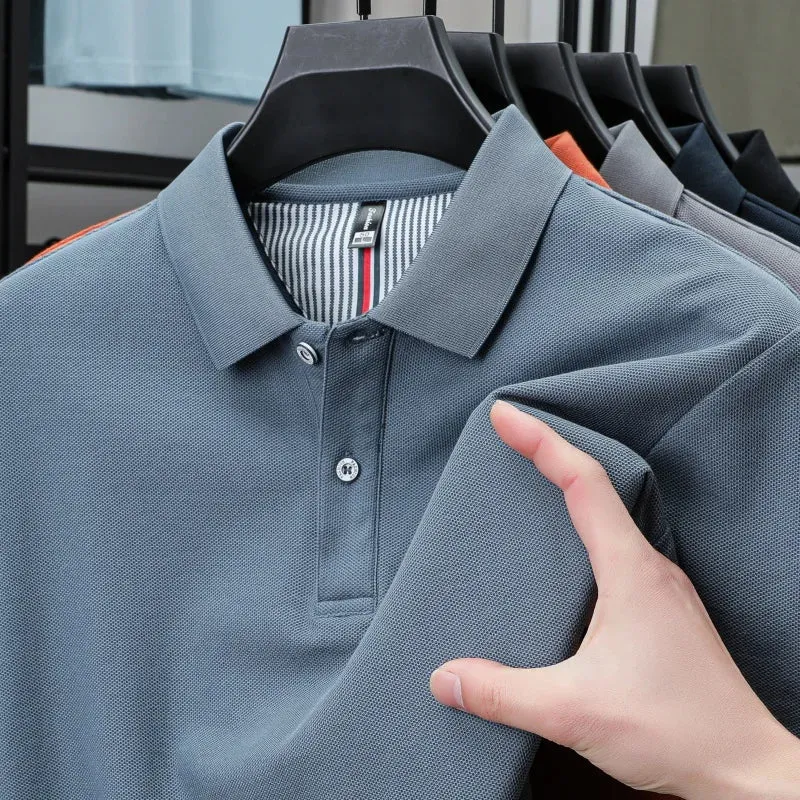 Hochwertiges Herren-Poloshirt für den Sommer – einfarbiges, gestreiftes T-Shirt