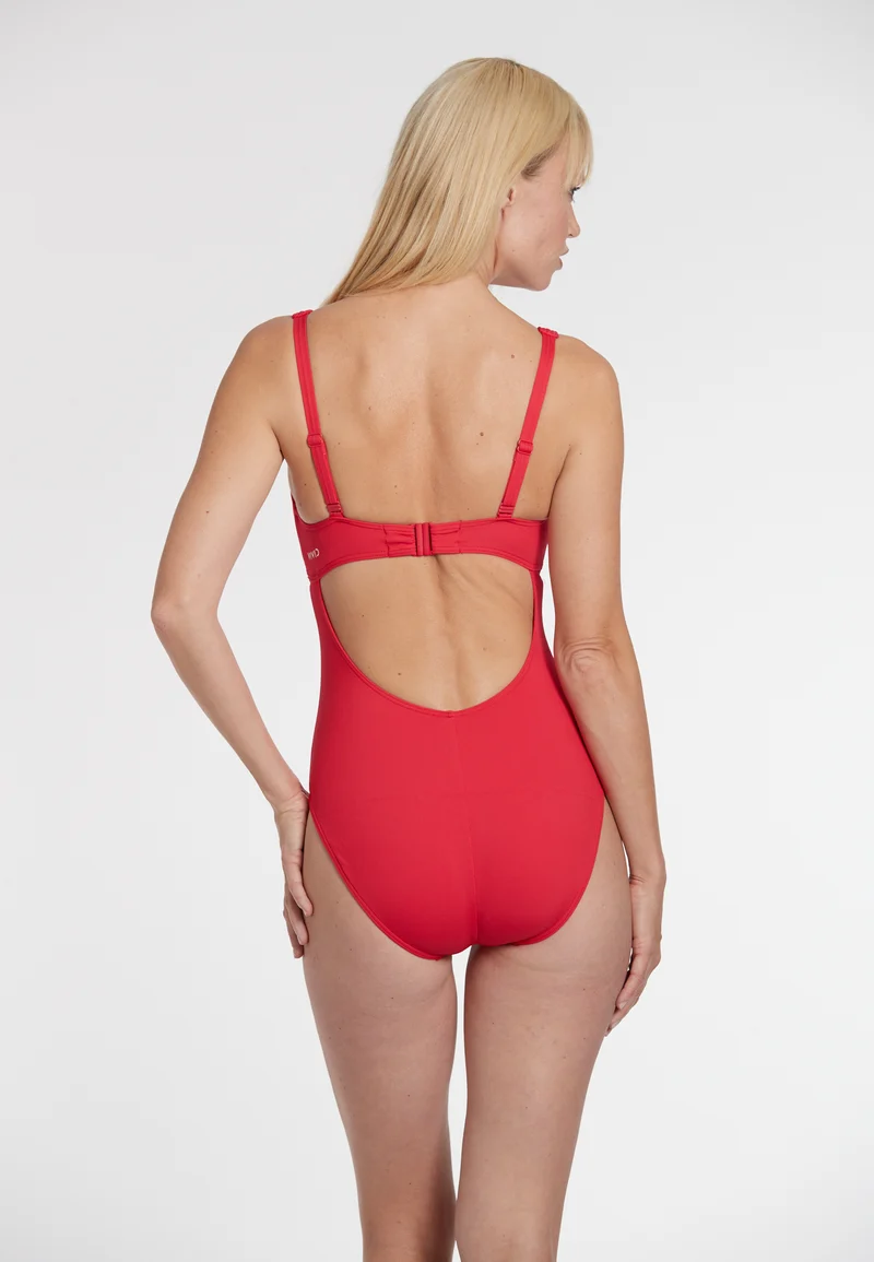 Solid Rib Buckle Swimsuit
