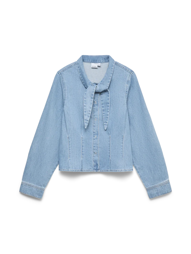 VMYRA LS BOW DENIM SHIRT