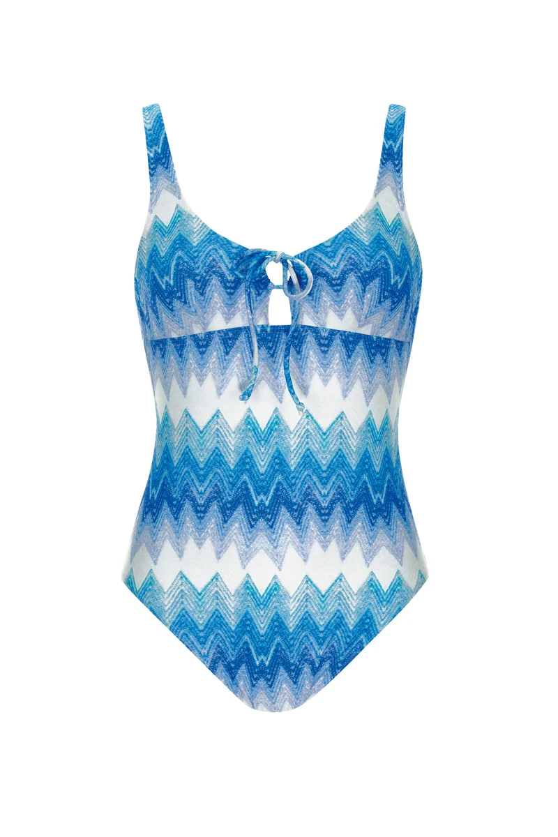 Azure Pulse Bow Swimsuit
