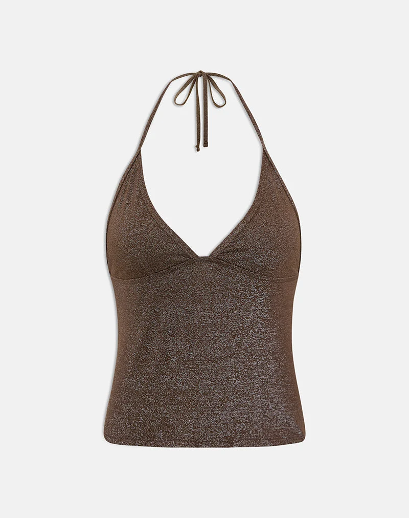 Tarikh Schwimm-Tanktop in schimmerndem Braun