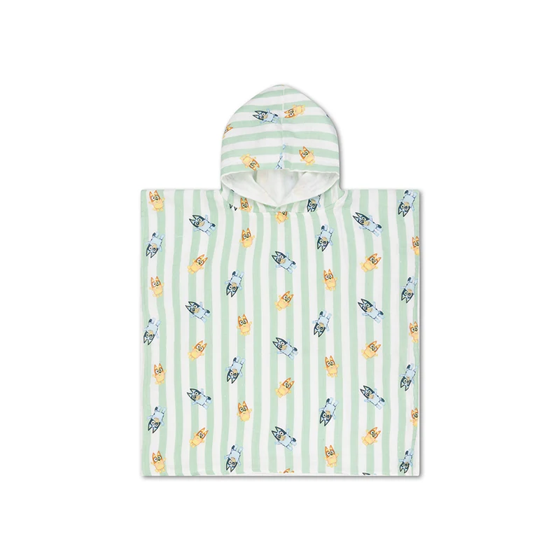 Beach Poncho - White/Blue - Bluey - 50 x 50 cm