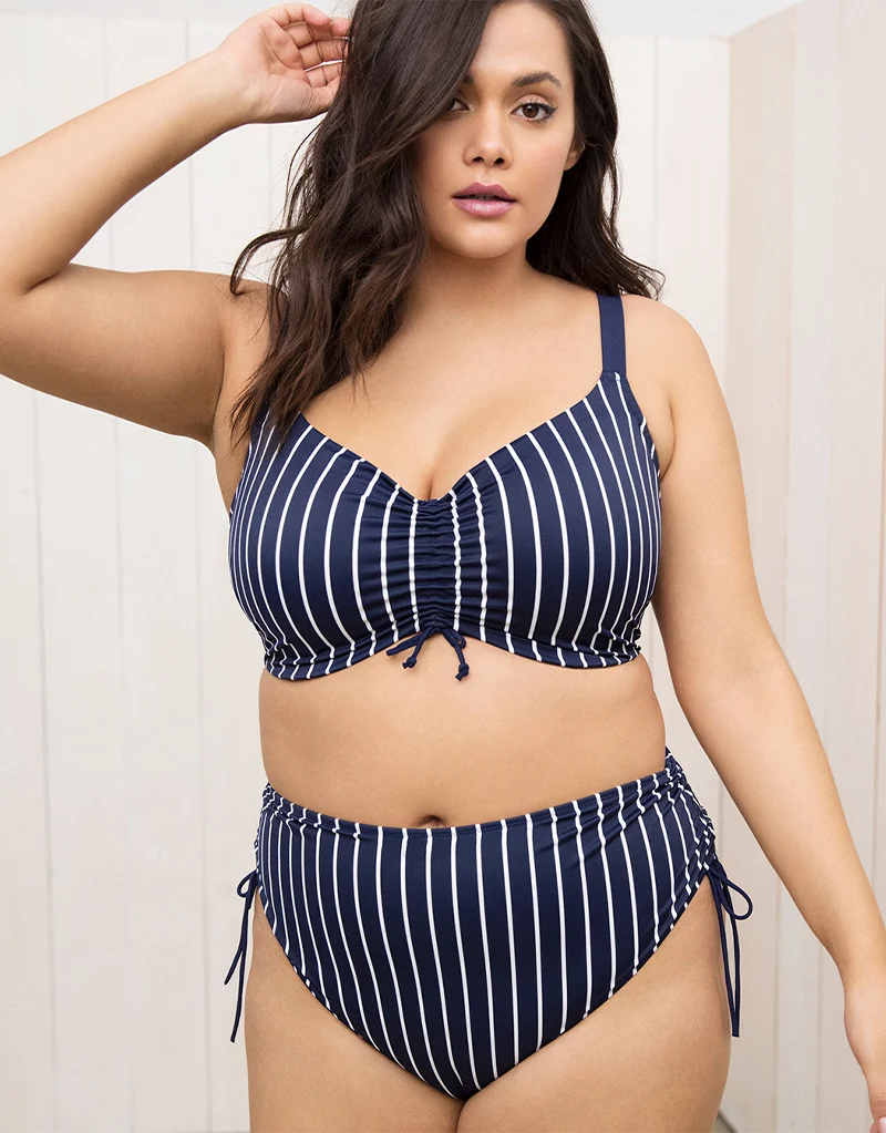 Elomi Plain Sailing Crop Bikini Top Midnight Stripe
