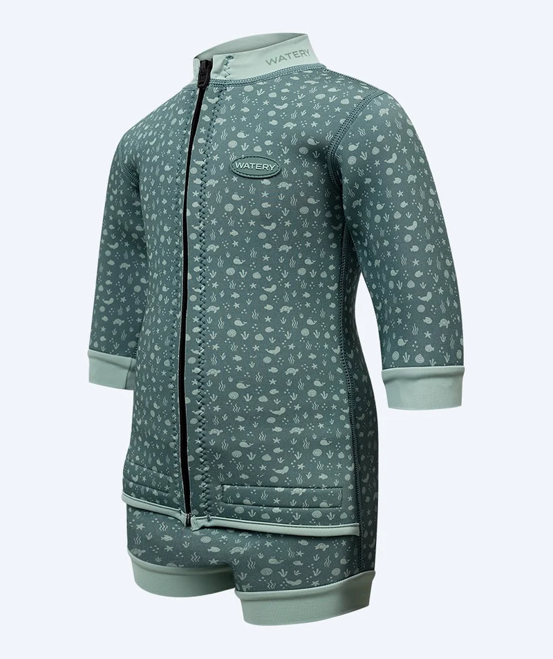 Watery Neoprenanzug für Babys - Tropical Wrap'n Nappy - Grün