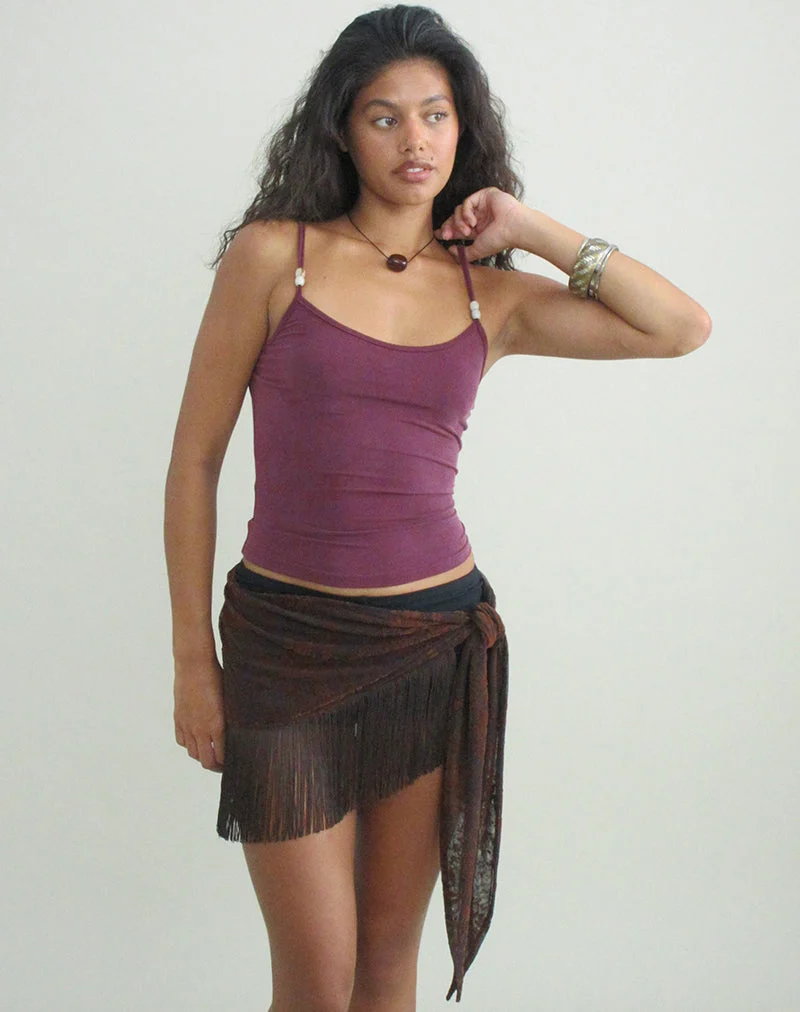 Betony-Top mit Perlen aus Cupro in Deep Purple