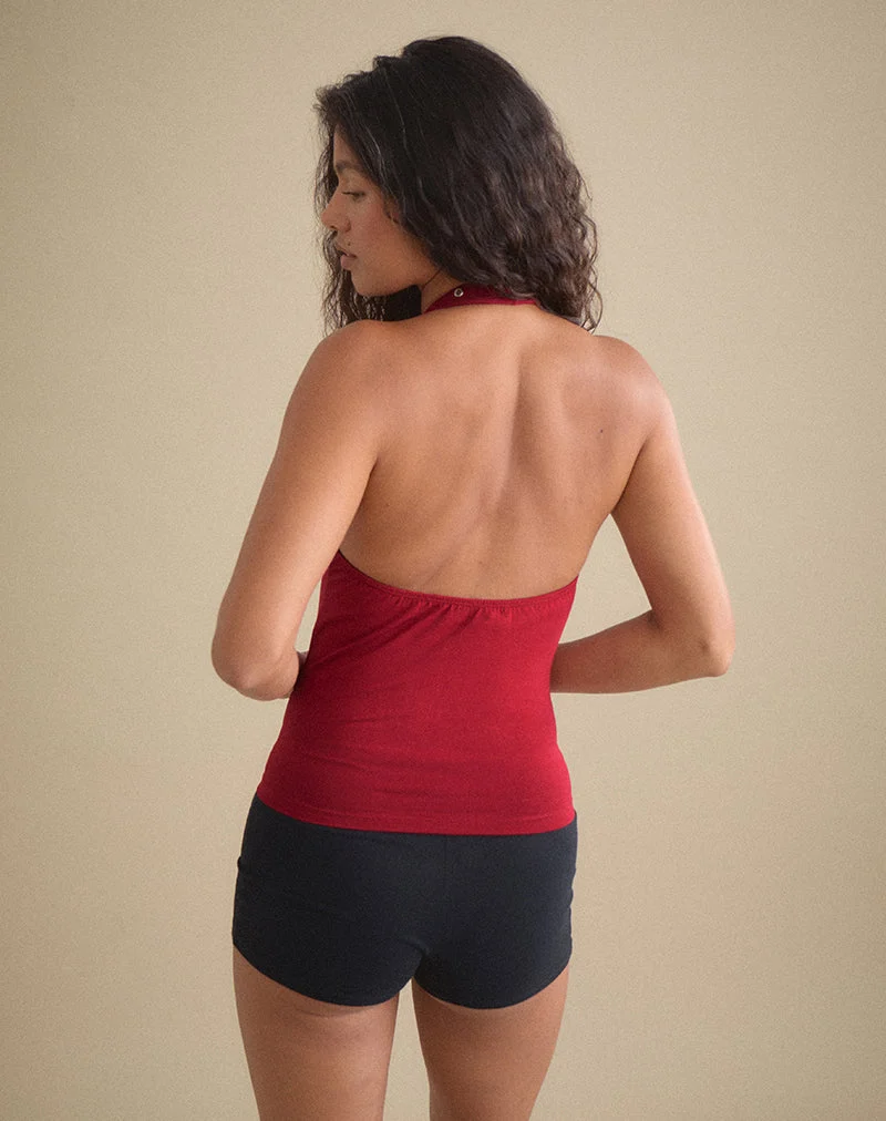 Jugo-Halter-Top in Adrenaline-Rot mit Ösen