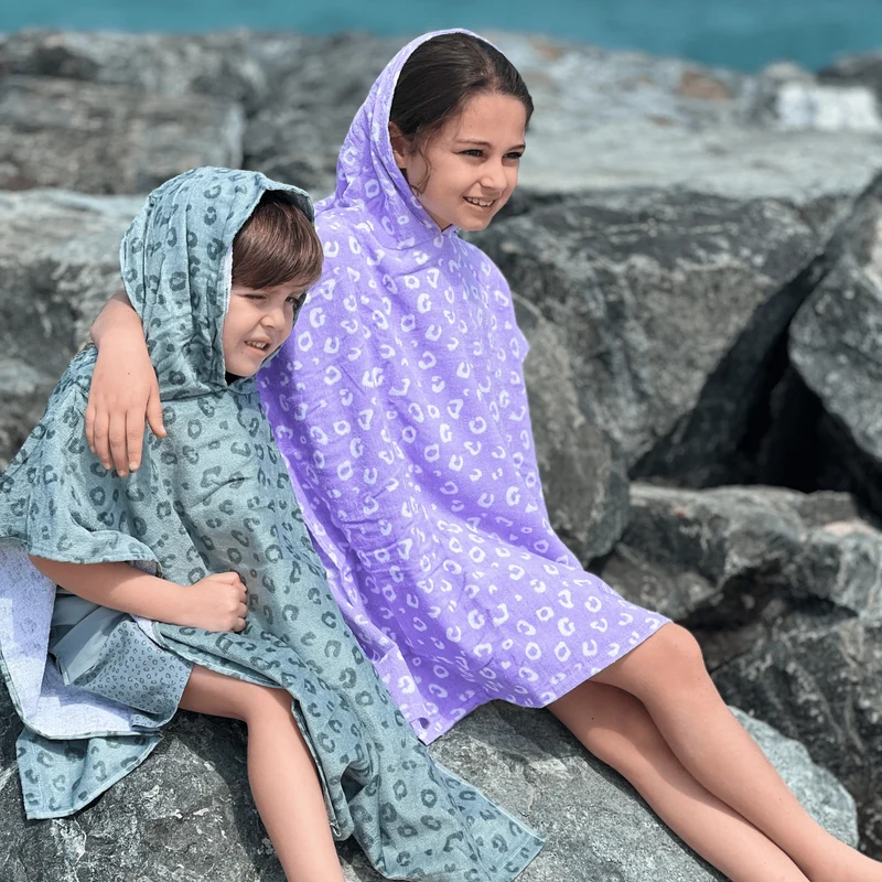 Beach Poncho - Green - Leopard - 65 x 65 cm