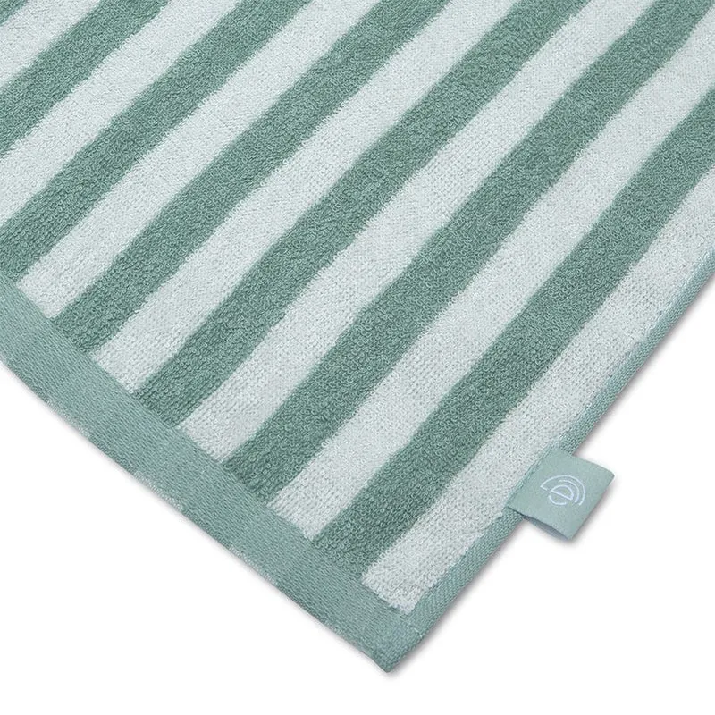 Beach Towel Cotton - Green/White - Resort Stripe - 180 x 90 cm