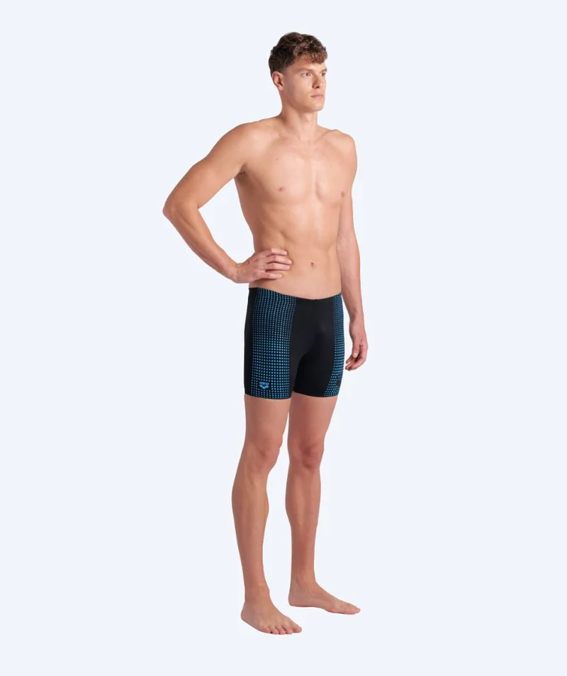 Arena lange Badehose für Herren - Foggy Dots - Schwarz/Hellblau