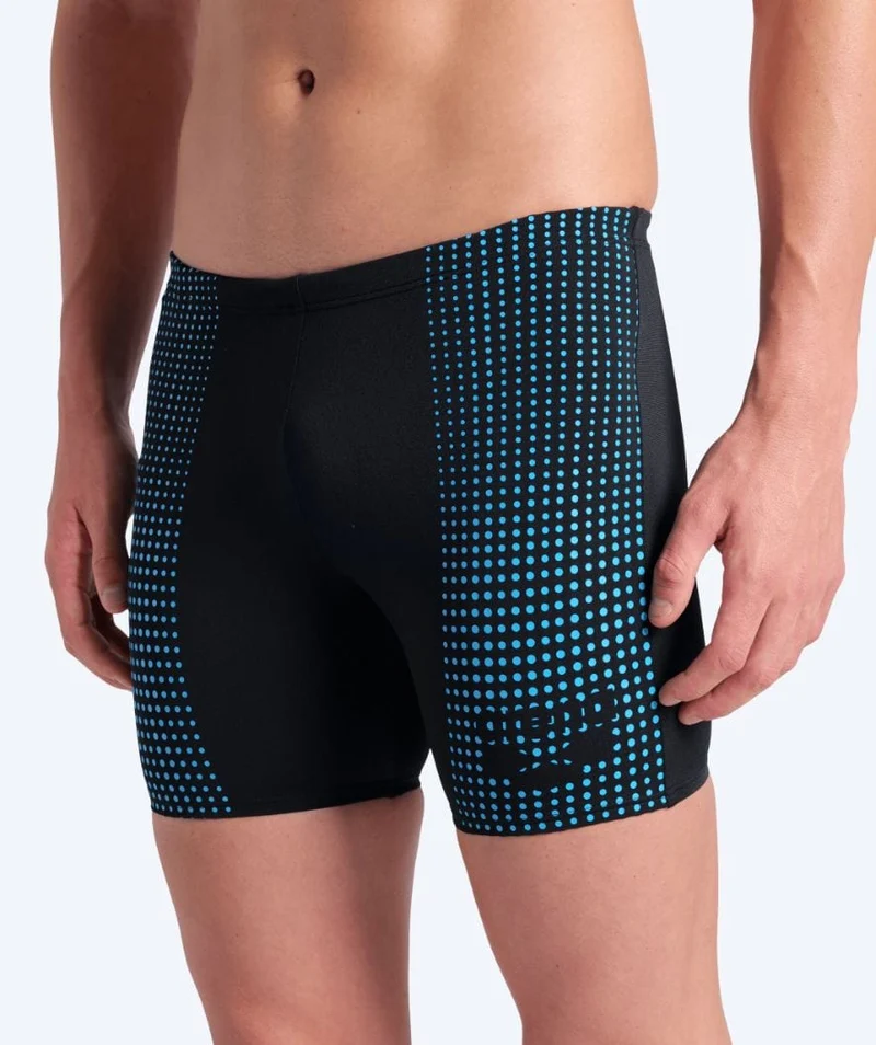 Arena lange Badehose für Herren - Foggy Dots - Schwarz/Hellblau
