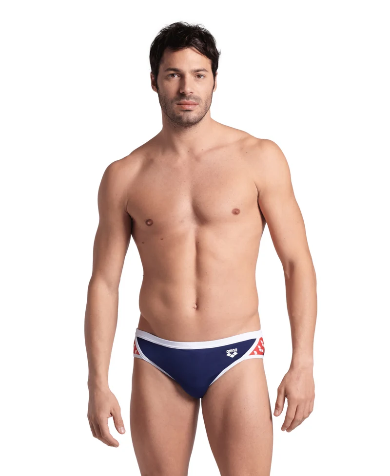 Arena Icons Herren Slip Badehose Solid Navy-White-Red Multi