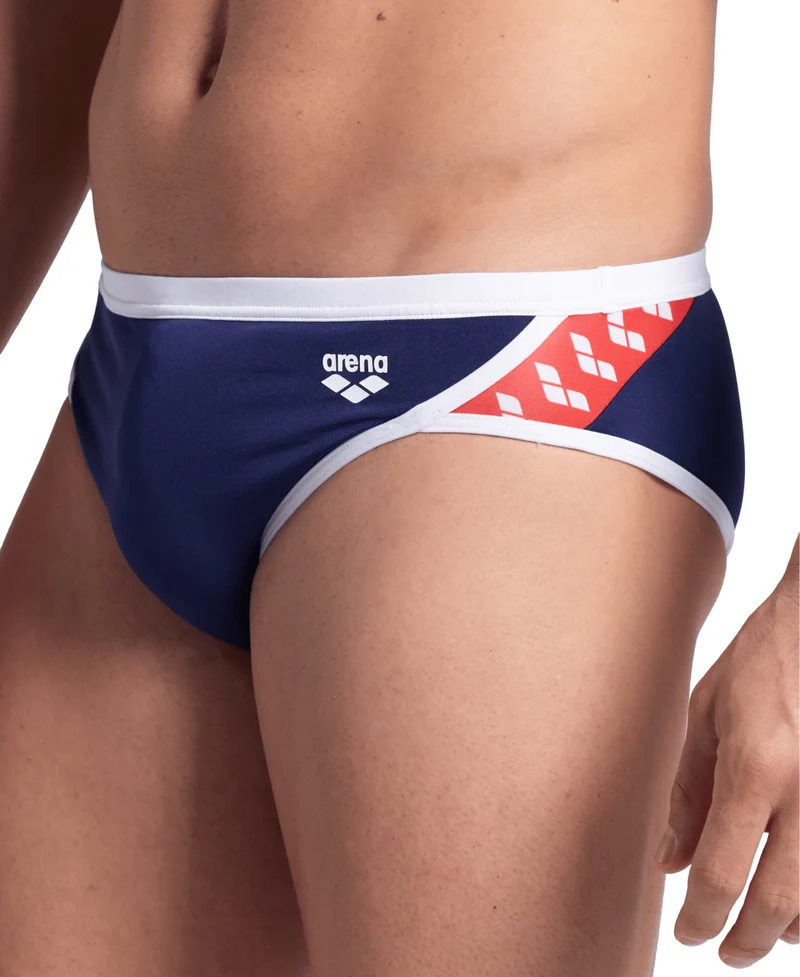 Arena Icons Herren Slip Badehose Solid Navy-White-Red Multi