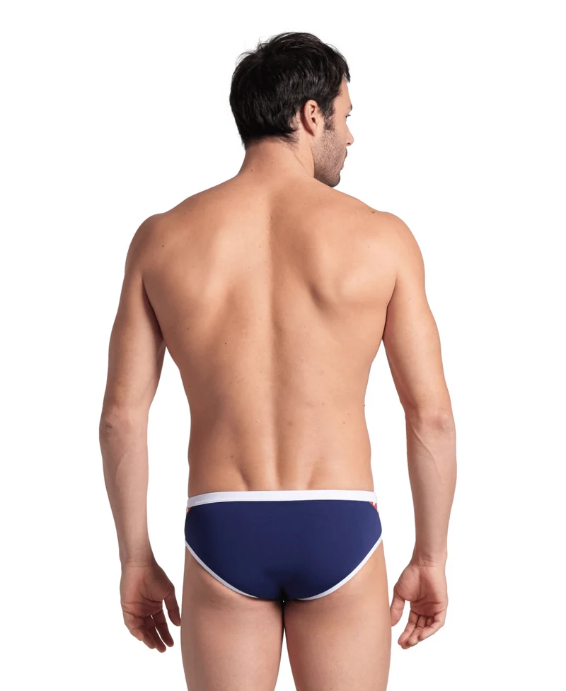 Arena Icons Herren Slip Badehose Solid Navy-White-Red Multi