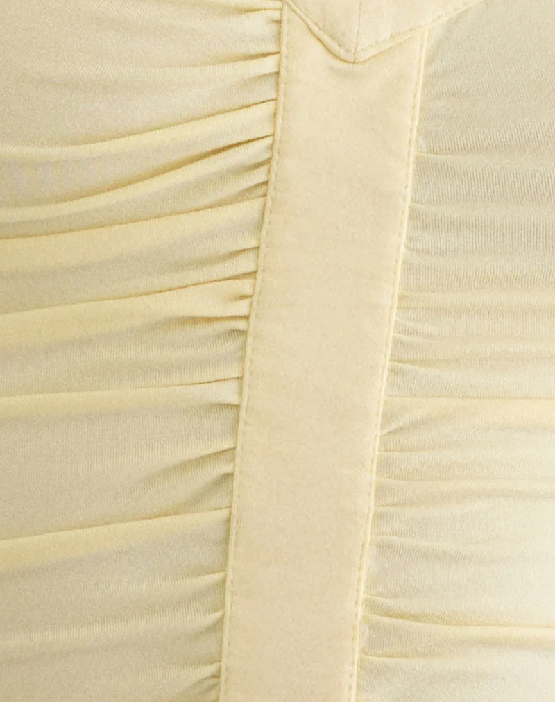 Atheia Top mit gerafftem V-Ausschnitt aus Rayon-Jersey in der Farbe „Lemon“