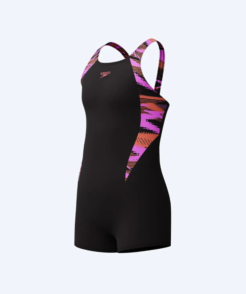 Speedo Badeanzug mit Bein für Mädchen - Hyperboom Splice - Schwarz/Rosa