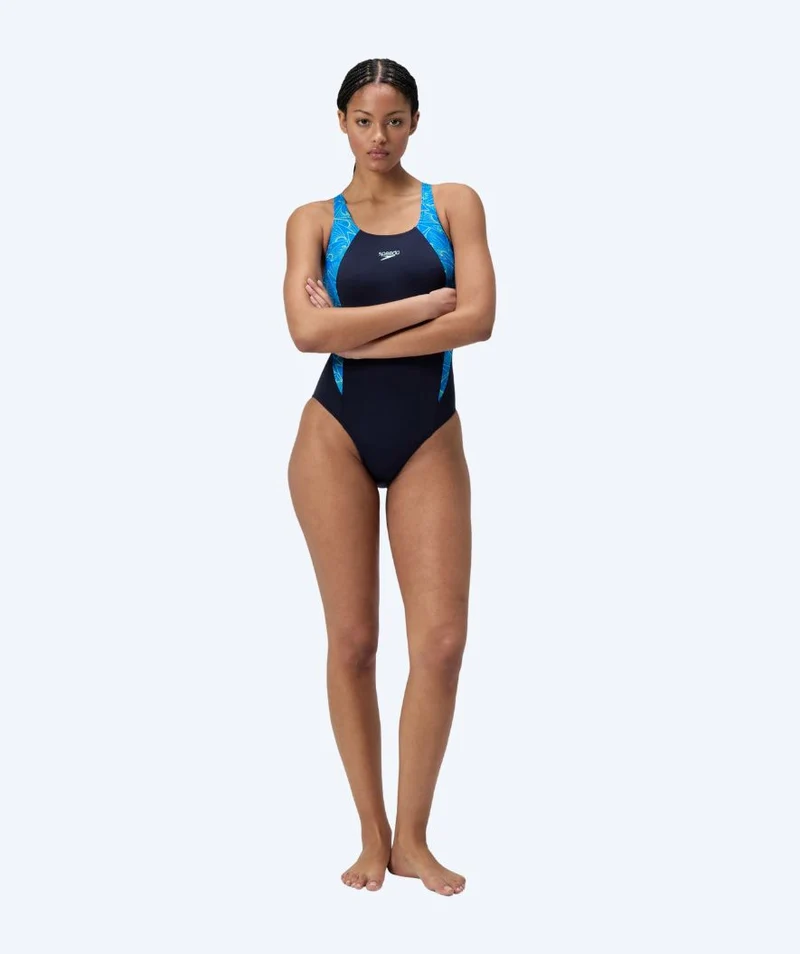 Speedo Badeanzug für Damen - Hyperboom Splice Muscleback - Dunkelblau/Hellblau