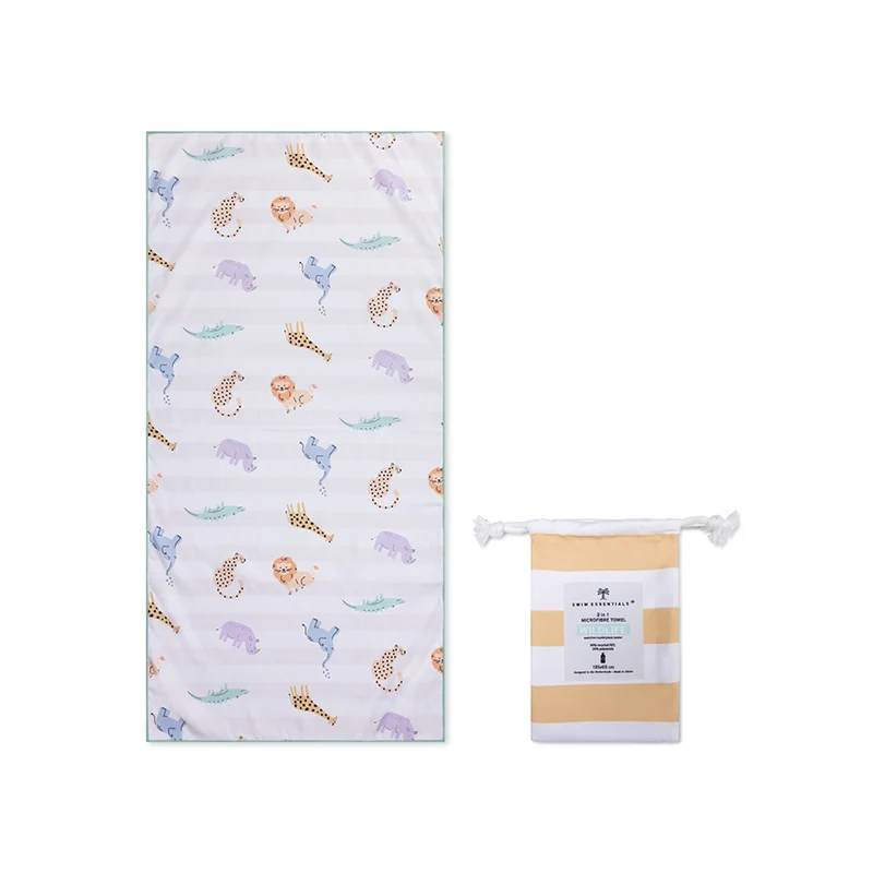 Beach Towel Microfiber - Multicolor - Wild Life - 135 x 65 cm