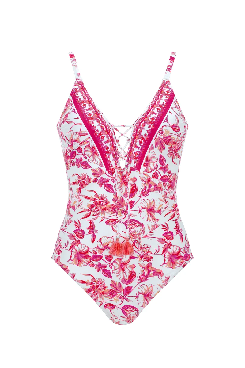 Hibiscus Bloom Lacing Swimsuit