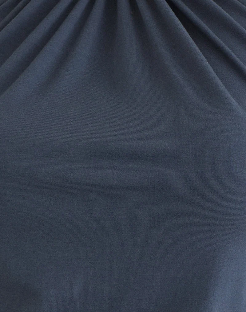 Diraka High Neck Top aus Jersey Ocean Storm
