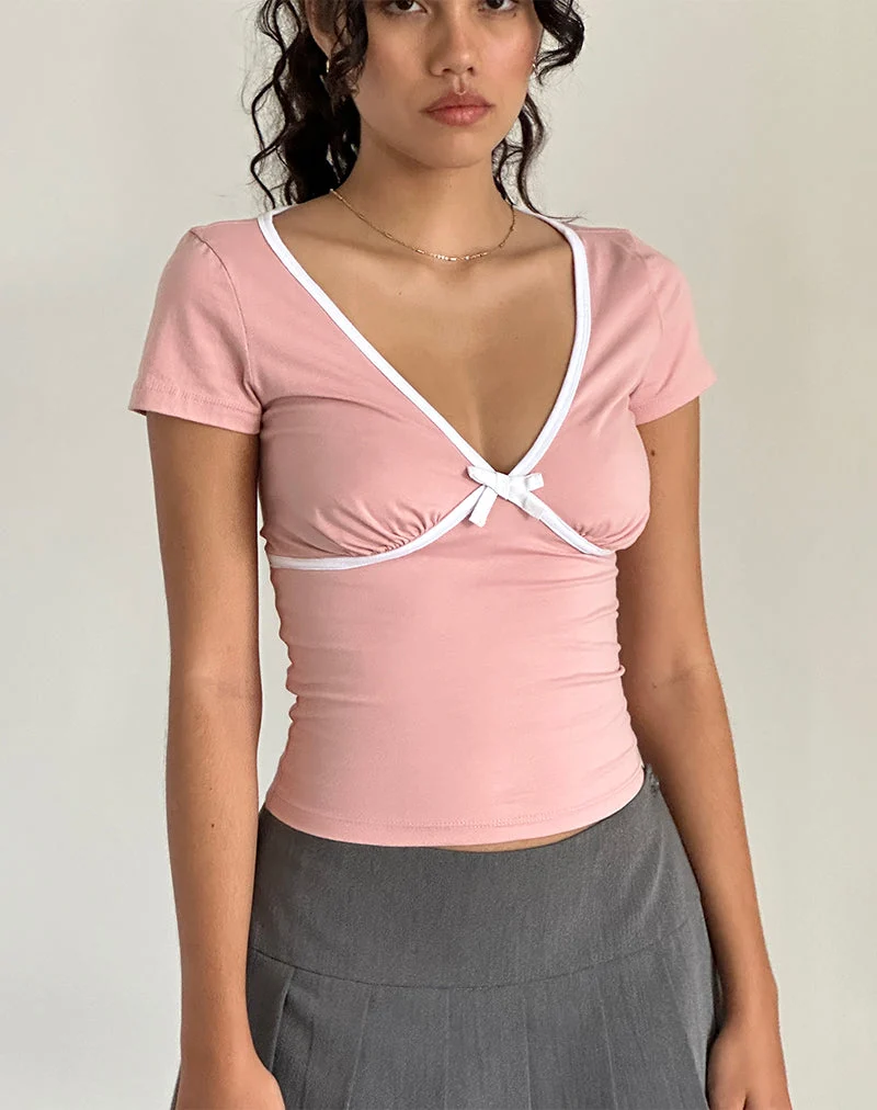 Tasina Top in Pink Lady mit weißer Bindung