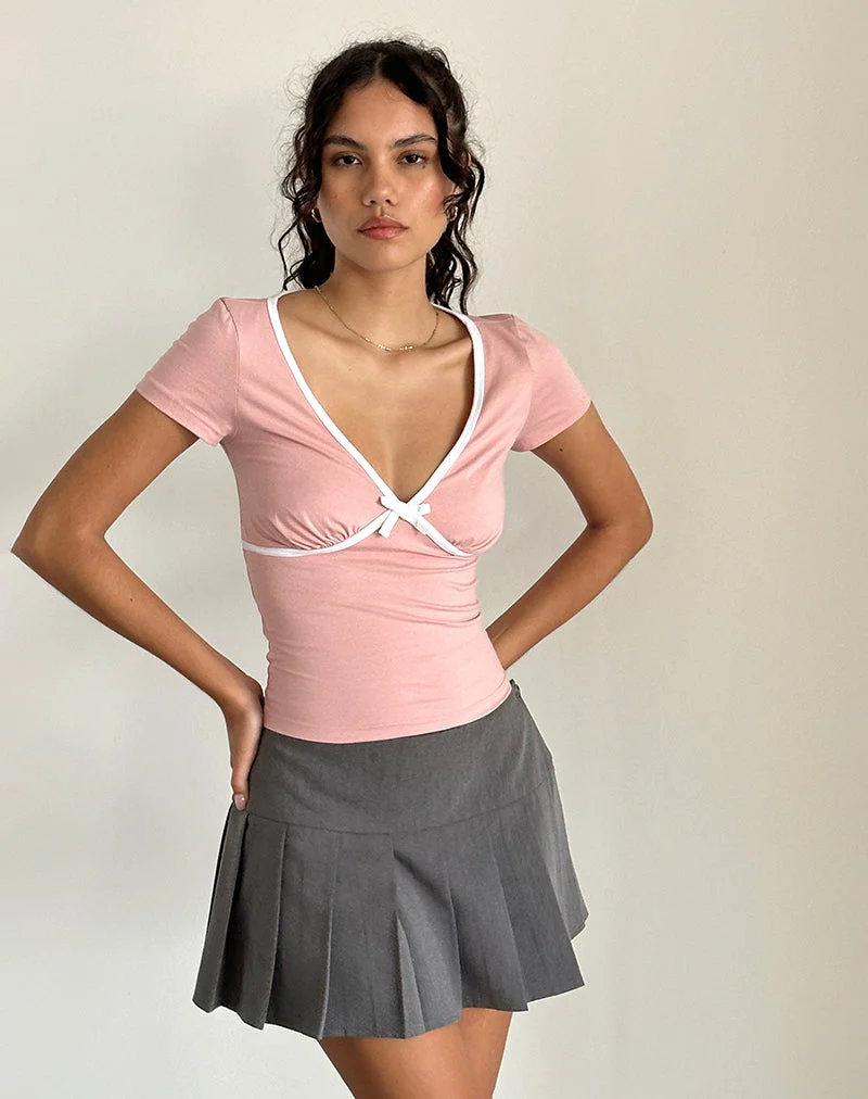 Tasina Top in Pink Lady mit weißer Bindung