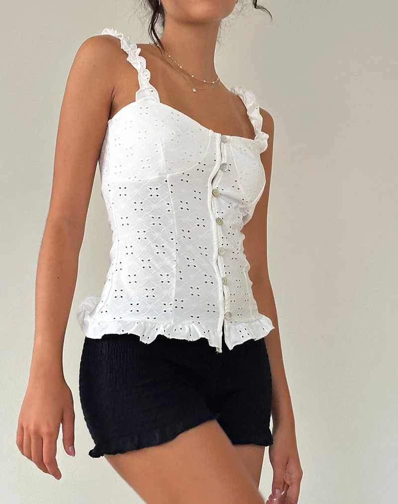 Neroli Korsett-Top in Broderie Weiß