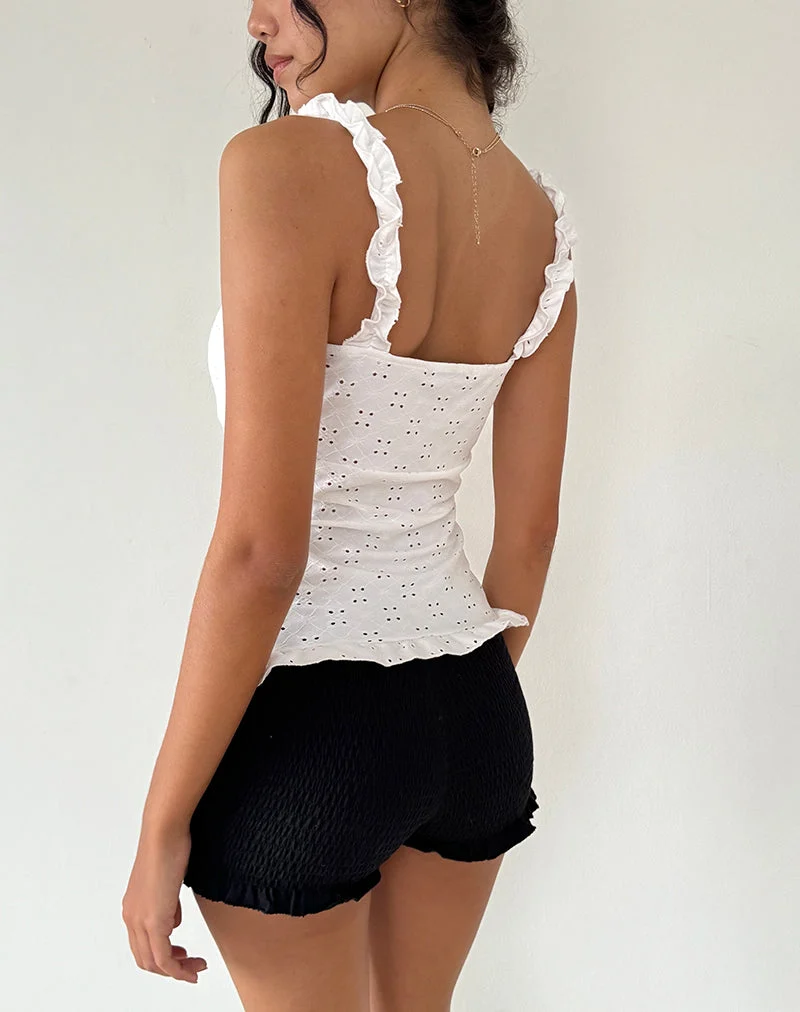 Neroli Korsett-Top in Broderie Weiß