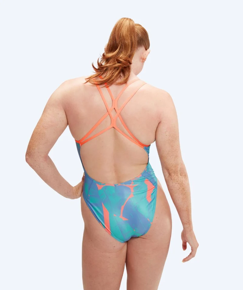 Speedo Badeanzug für Damen - Allover Digital Starback - Blau/Orange