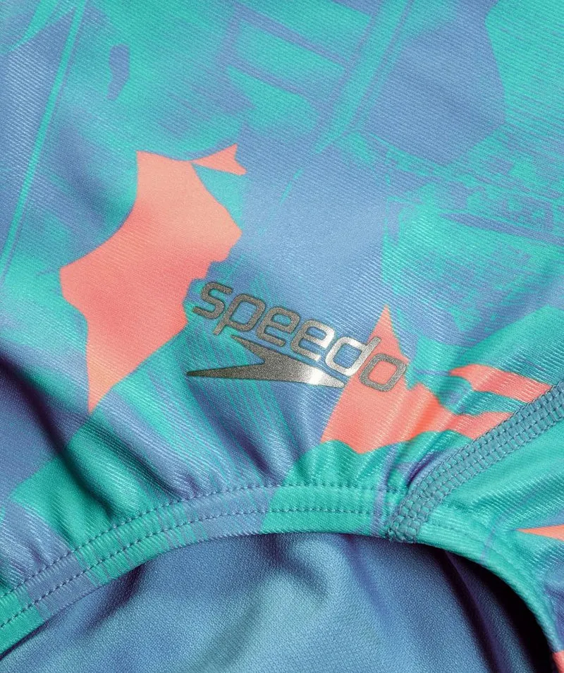 Speedo Badeanzug für Damen - Allover Digital Starback - Blau/Orange