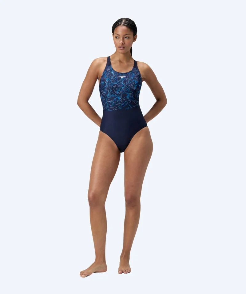 Speedo Badeanzug für Damen - Hyperboom Placement Muscleback - Dunkelblau/Hellblau