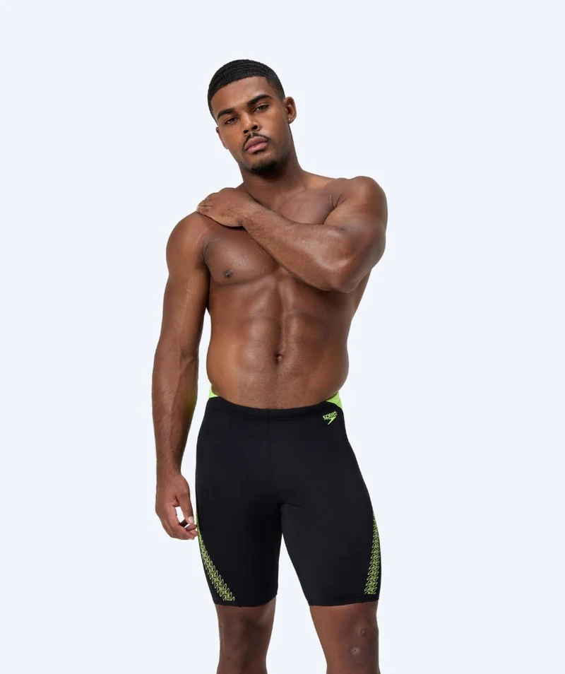 Speedo lange Badehose für Herren - Hyperboom Splice - Schwarz/Gelb