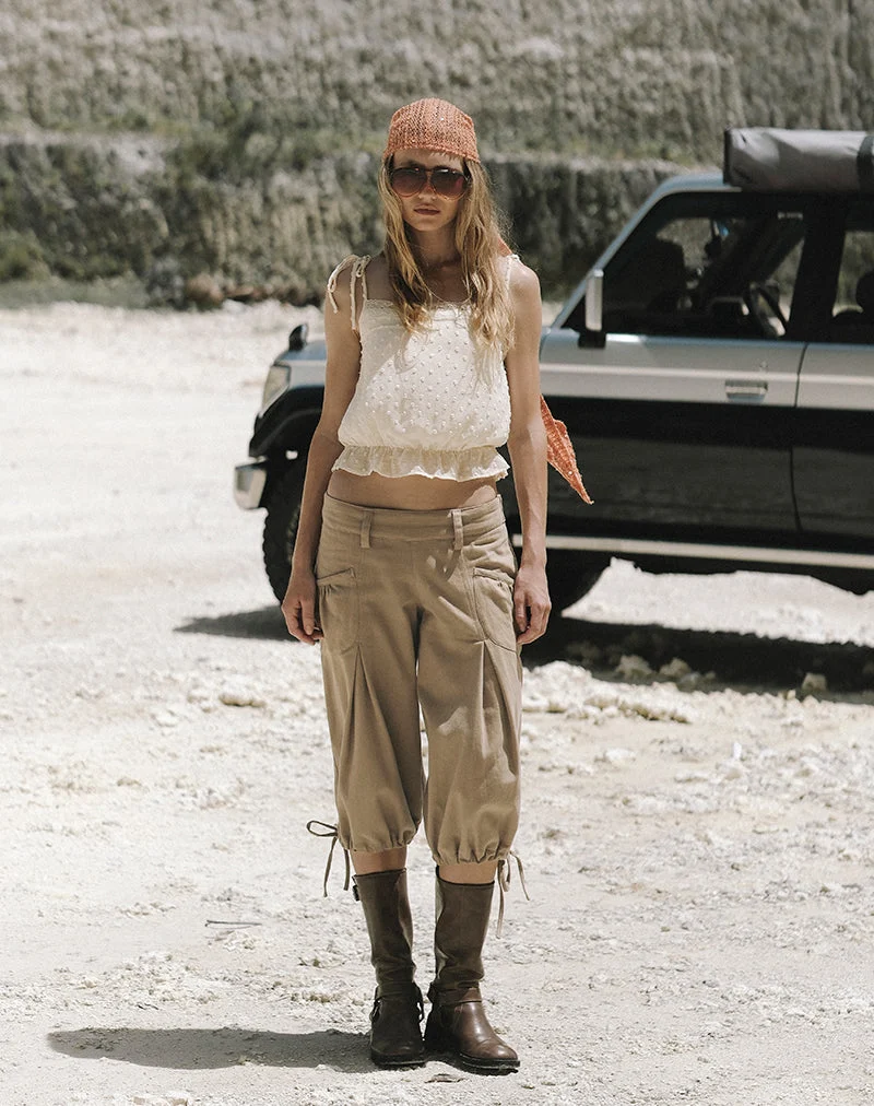 Iria Cargo-Caprihose aus Twill in Khaki