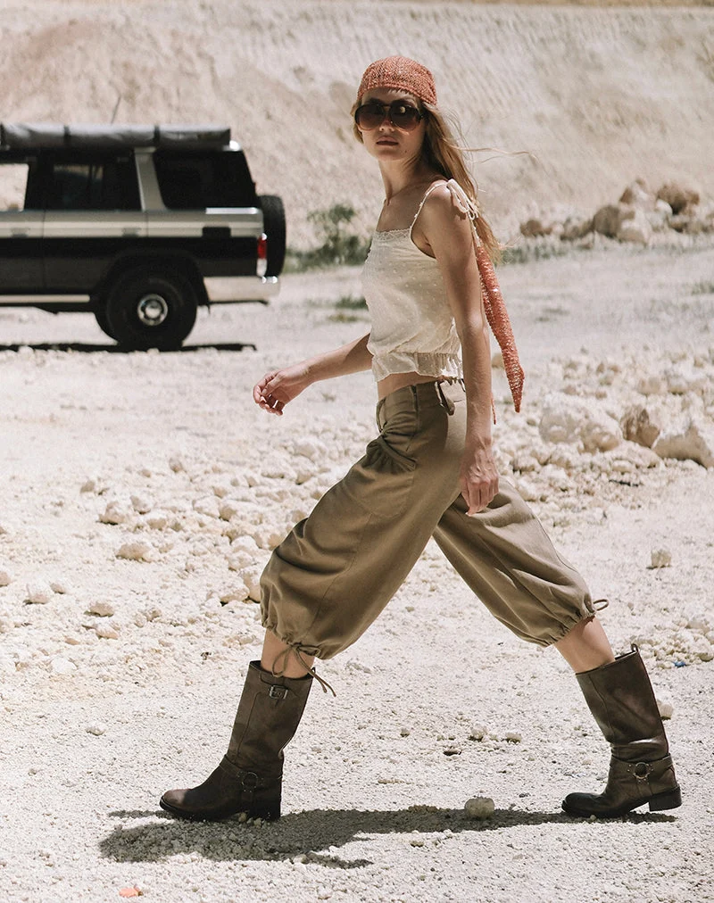 Iria Cargo-Caprihose aus Twill in Khaki
