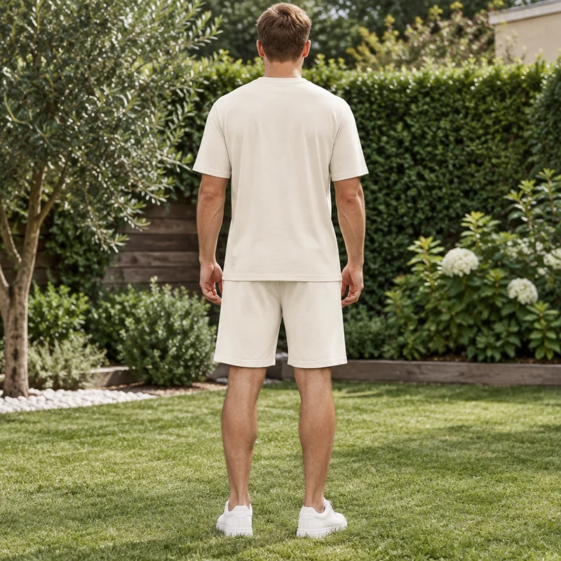 Herren-Sommer-Trainingsanzug-Set – 2-teiliger Kurzarm-Laufanzug mit Rundhalsausschnitt und T-Shirt in Übergröße
