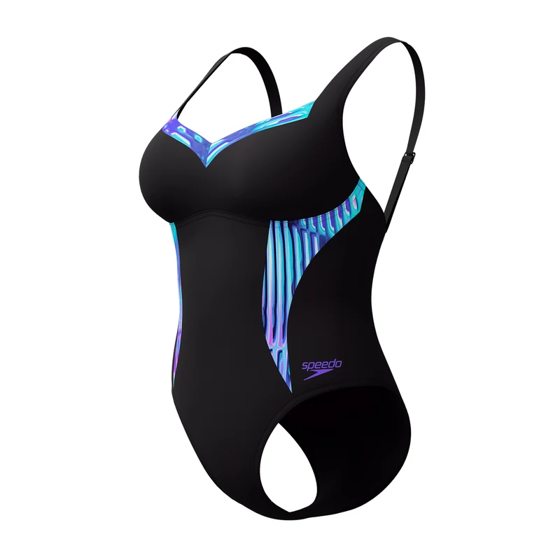 Speedo Damen Shaping Printed LunaElustre Schwimmanzug Indigo Glow