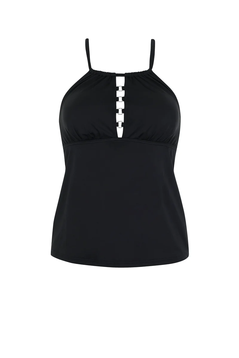 Solid Chain Accents Tankini Top